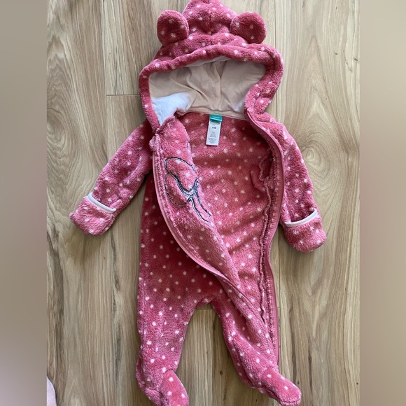 Disney Baby Zip Up Minnie Mouse Footed Onsie Size 0/3 Months - Picture 7 of 16